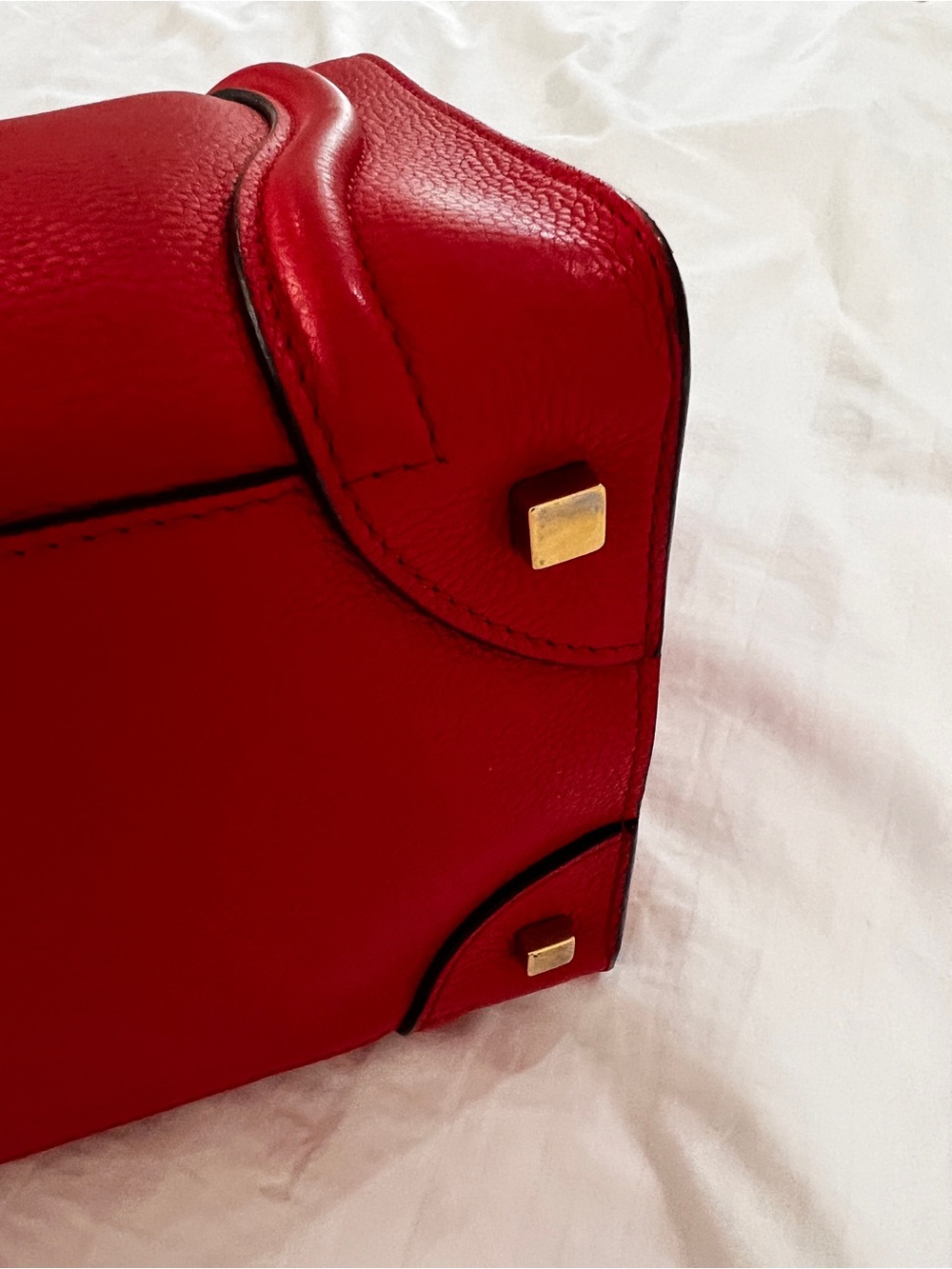 Celine Red Leather Mini Luggage Tote - Picture 9 of 16